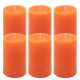 Oranžové rustikálne stĺpové sviečky 6,8x11,5 cm – sada 6 ks