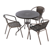 Balkónová súprava s 3 stoličkami a stolom, hnedá