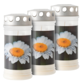 Plastová hrobová sviečka „kvetina“, sada 3 ks, 17 cm