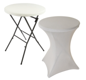 Párty stolík BISTRO vr. elastického poťahu, svetlo šedá