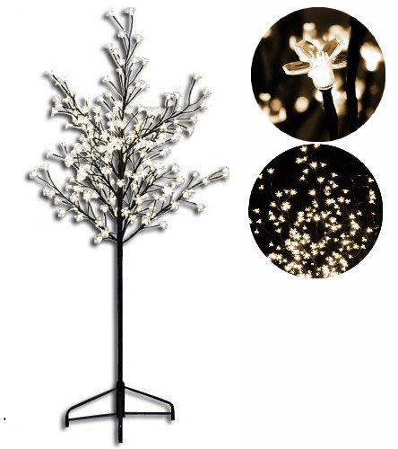 Dekoratívny LED strom s kvetmi - 1,5 m, teple biely