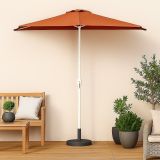 Polkruhový záhradný slnečník terakota vrátane príslušenstva