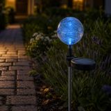 Záhradná LED solárna lampa Garth sklenené gule s farebnou zmenou osvetlenia
