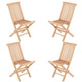 Skladacia stolička z teakového dreva DIVERO, 4 kusy