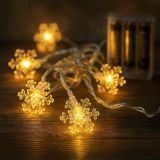 Vianočná reťaz - snehové vločky, teple biele, 20 LED