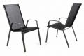 Záhradná sada 2 x stohovateľná stolička balkónová - čierna