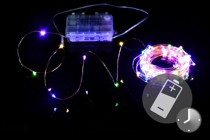 LED osvetlenie - medený drôt, 100 LED, farebné