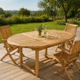 Záhradný jedálenský stôl z teakového dreva DIVERO - 120/170 cm
