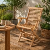 Záhradná stolička DIVERO skladacia – teakové drevo