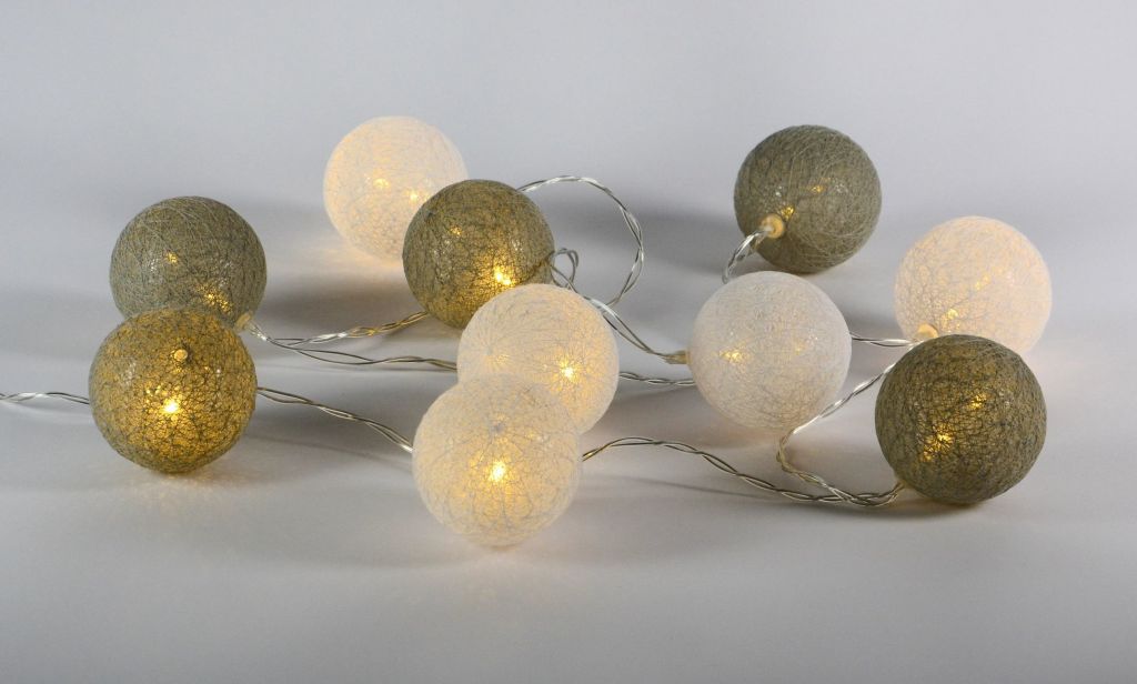 LED svetelná dekorácia - tkaná guľa - 10 LED teplá biela