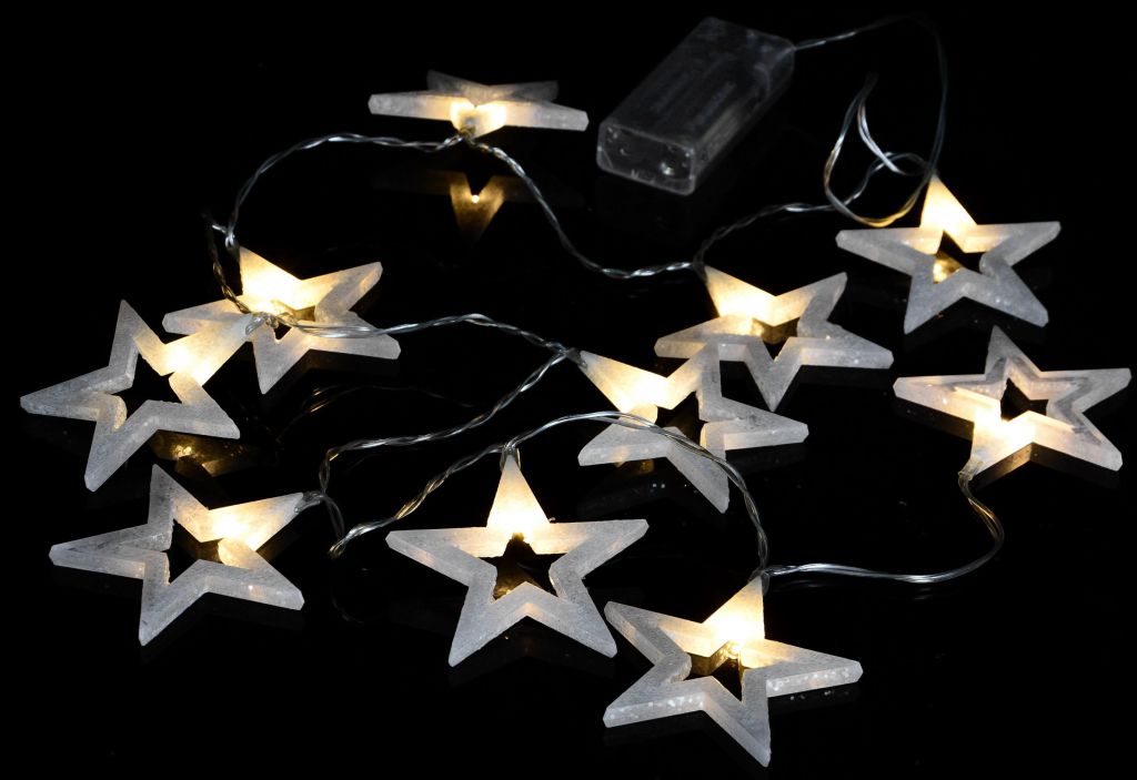 Vianočné dekoratívne osvetlenie - trblietavé hviezdy - 20 LED teplá biela
