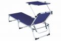 Záhradné skladacie ležadlo so strieškou - modré