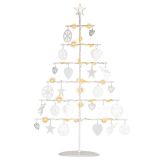 Vianočný kovový dekoračný strom - biely, 25 LED, teple biela