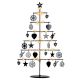 Vianočný kovový strom - čierny, 25 LED, teple biela