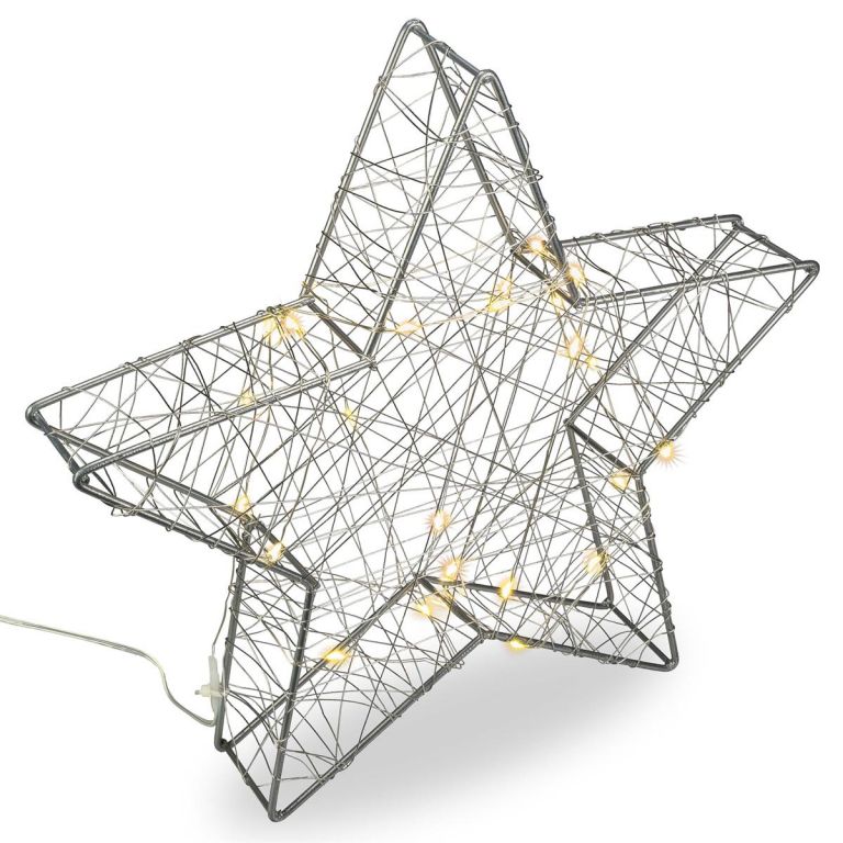 Vianočná kovová hviezda s 3D efektom - strieborná, 25 LED