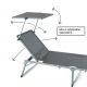 Záhradné skladacie ležadlo so strieškou XXL - antracit