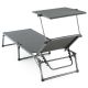 Záhradné skladacie lehátko so strieškou XXL - čierne