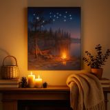 Nástenná maľba horské jazero, 2 LED + 20 LED, 30 x 40 cm