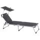 Divero lehátko so sklopnou strieškou, antracit, 187x57x30 cm