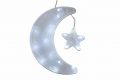 Vianočná dekorácia - mesiac s hviezdou - studená biela