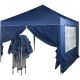 Záhradný párty stan nožnicový 3x3 m + 2 bočné steny - modrá