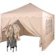 Záhradný párty stan nožnicový 3x3 m + 4 bočné steny - béžová