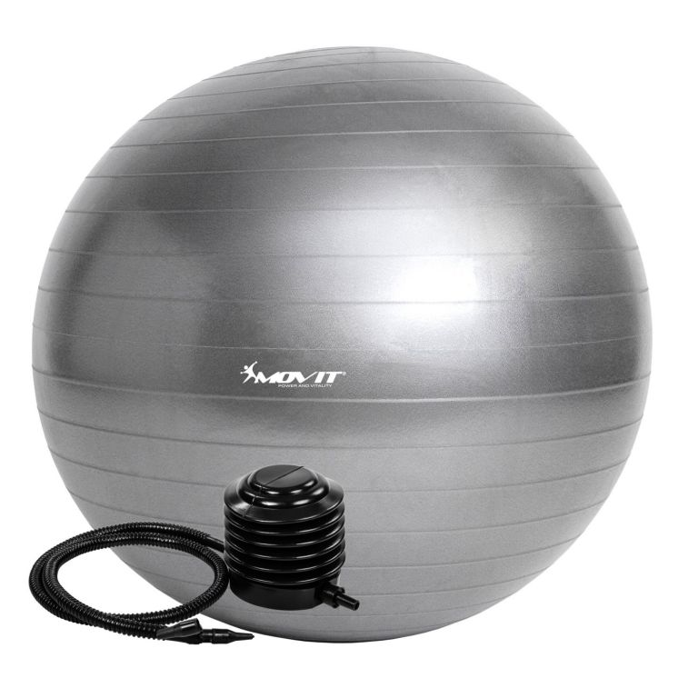 Gymnastická lopta MOVIT s pumpou - 85 cm – strieborná