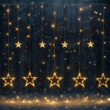 VOLTRONIC Vianočný záves hviezdy 150 LED, teplá biela