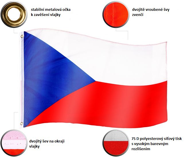 Obrázok Vlajkový stožiar vrátane vlajky Česká republika - 650 cm