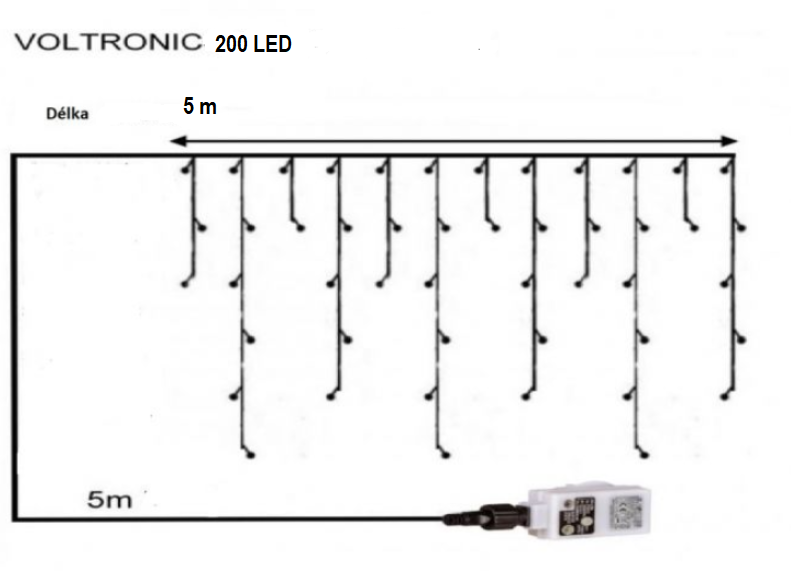 Obrázok VOLTRONIC svetelný dážď - 200 LED, teplá/studená biela