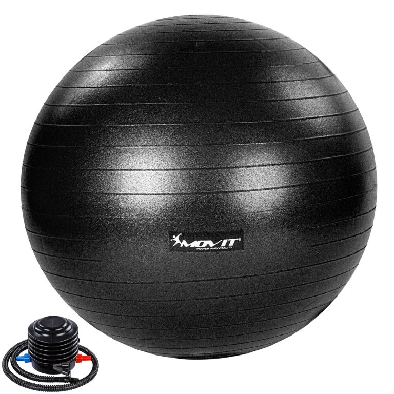 MOVIT Gymnastická lopta s nožnou pumpou, 75 cm, čierna