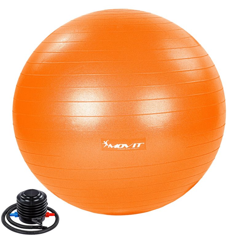 MOVIT Gymnastická lopta s nožnou pumpou, 75 cm, oranžová
