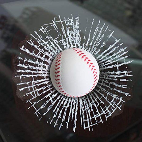 3D Samolepka - rozbité sklo - baseballová loptička