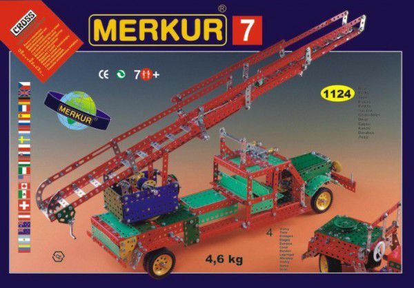Stavebnice MERKUR 7 100 modelů 1124ks 4 vrstvy v krabici 54x36x6cm