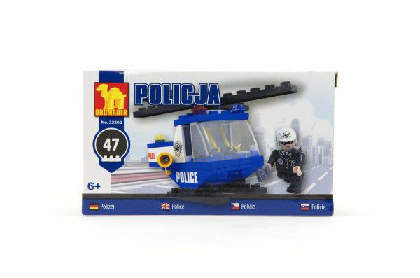 Obrázok Stavebnice Dromader Policie Vrtulník 23202 47ks v krabici 16,5x9,5x4,5cm