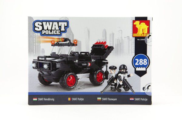 Obrázok Stavebnice Dromader SWAT Policie Auto 288ks plast v krabici 35x25x5,5cm