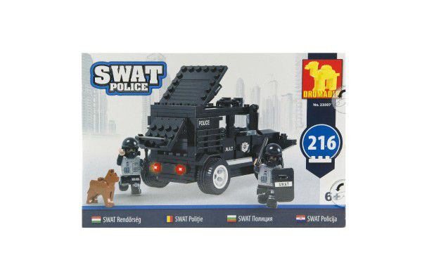 Obrázok Stavebnice Dromader SWAT Policie Auto 216ks v krabici 32x21x5cm