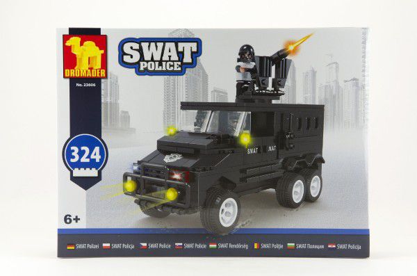 Obrázok Stavebnice Dromader SWAT Policie Auto 324ks plast v krabici 38x28x6cm