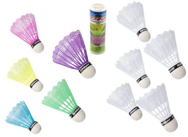 Míčky/Košíčky na badminton plast 5ks v tubě, 2 barvy 6x19x6cm