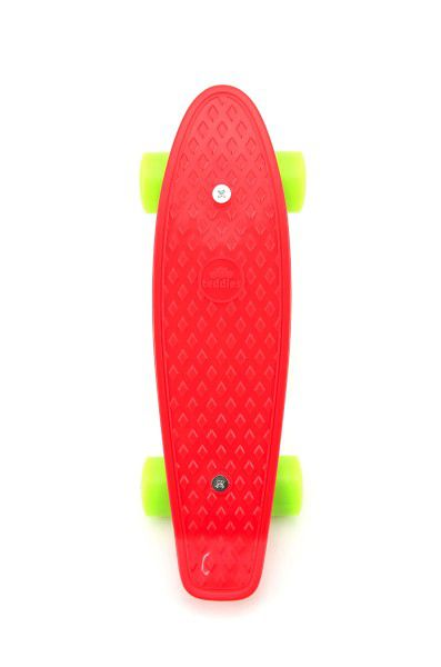 Obrázok Skateboard - pennyboard 43cm, nosnost 60kg plastové osy, červený, zelená kola