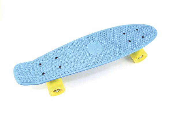 Obrázok Skateboard - pennyboard 60cm nosnost 90kg, kovové osy, modrá barva, žlutá kola