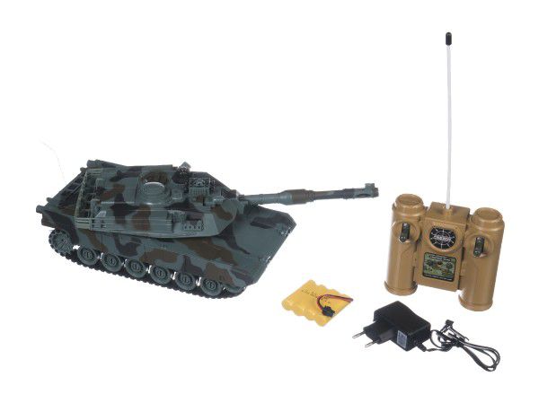 Obrázok Tank RC plast 33cm M1A2 27MHz na baterie+dobíjecí pack se zvukem a světlem v krabici 40x15x19cm