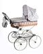 Kočárek Monika RETRO bílá konstrukce bílý s puntíky výška rukojeti 76cm nastavitelná