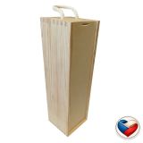 Drevená zasúvacia darčeková krabica na víno, 11 x 35 x 10 cm