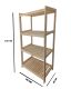 Drevený regál so 4 policami, 133 x 70 x 43 cm