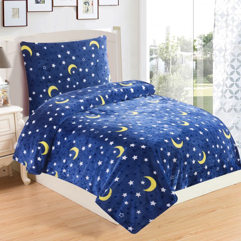Mikroplyšové posteľné obliečky - nočná obloha, 140x200 cm