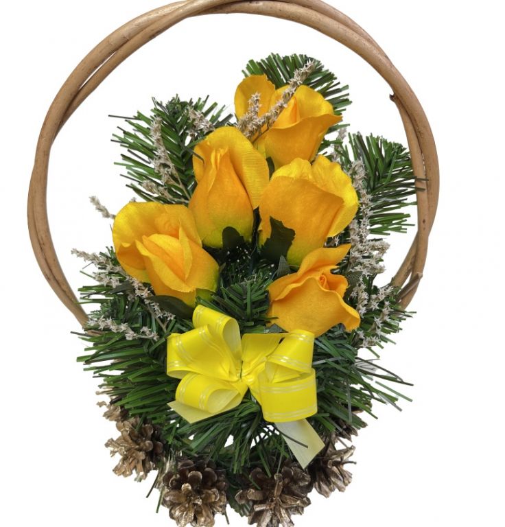 Kvetinový košík strednej veľkosti oranžovo- zelený