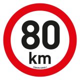 Nálepka s obmedzením rýchlosti 80 km/h, 20 cm, reflexná