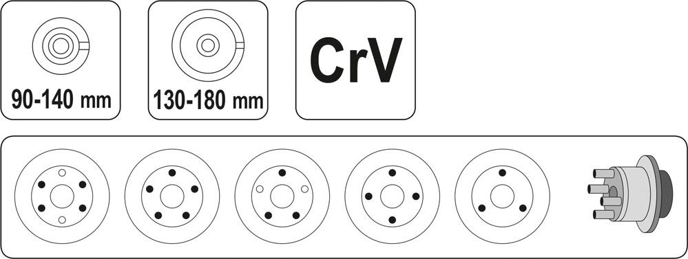Obrázok Stahovák brzd. bubnů 4/5 ramenný, 90-180mm, YATO