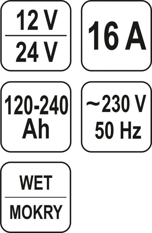 Obrázok Nabíječka 16A, 12/24V, YATO